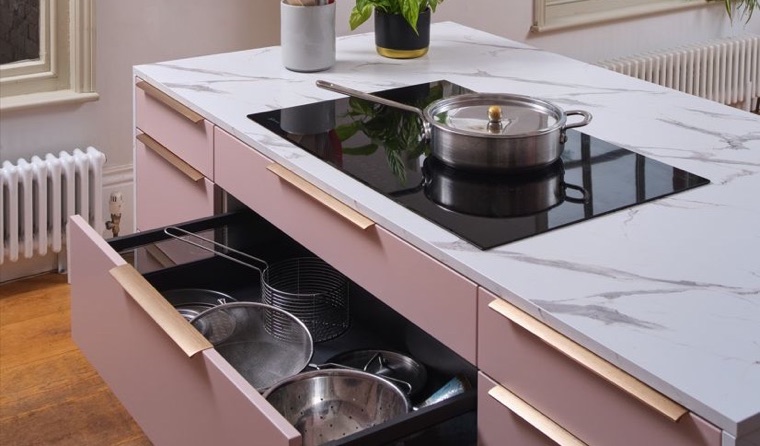 Schmidt Peach Pink Collection kitchen display