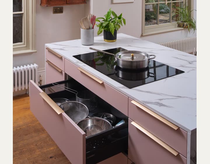 Schmidt Peach Pink Collection kitchen display